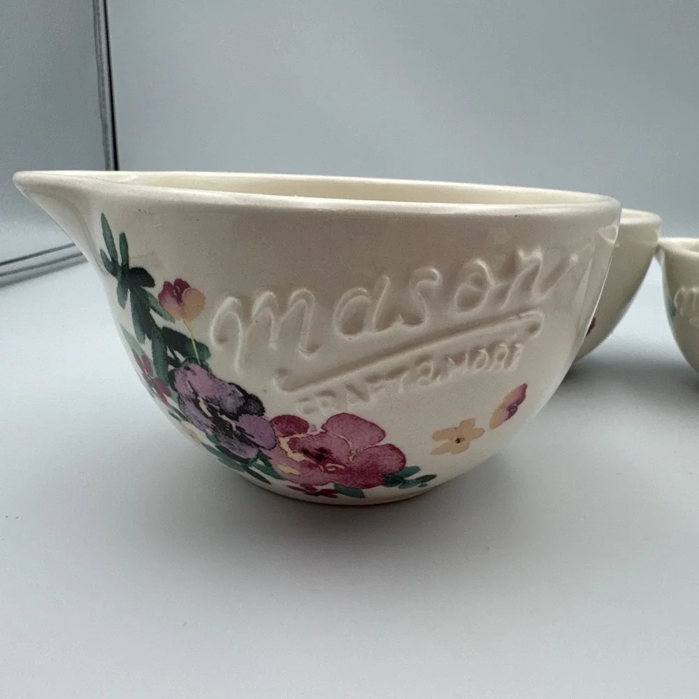 Mason Craft & More Floral Nesting Measuring Cups White Floral 4 Pc Set